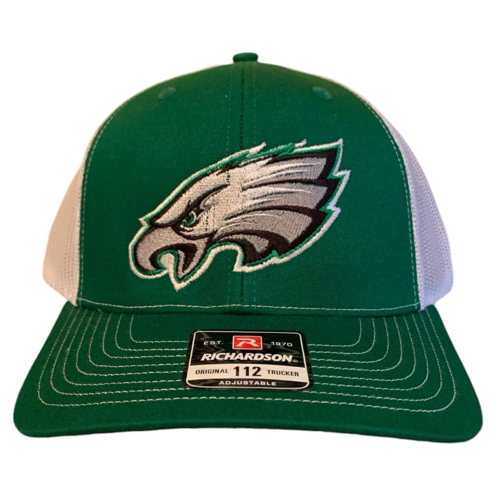 "Green & white Eagles ball cap, one size fits all. Show your team pride!" SizeOS